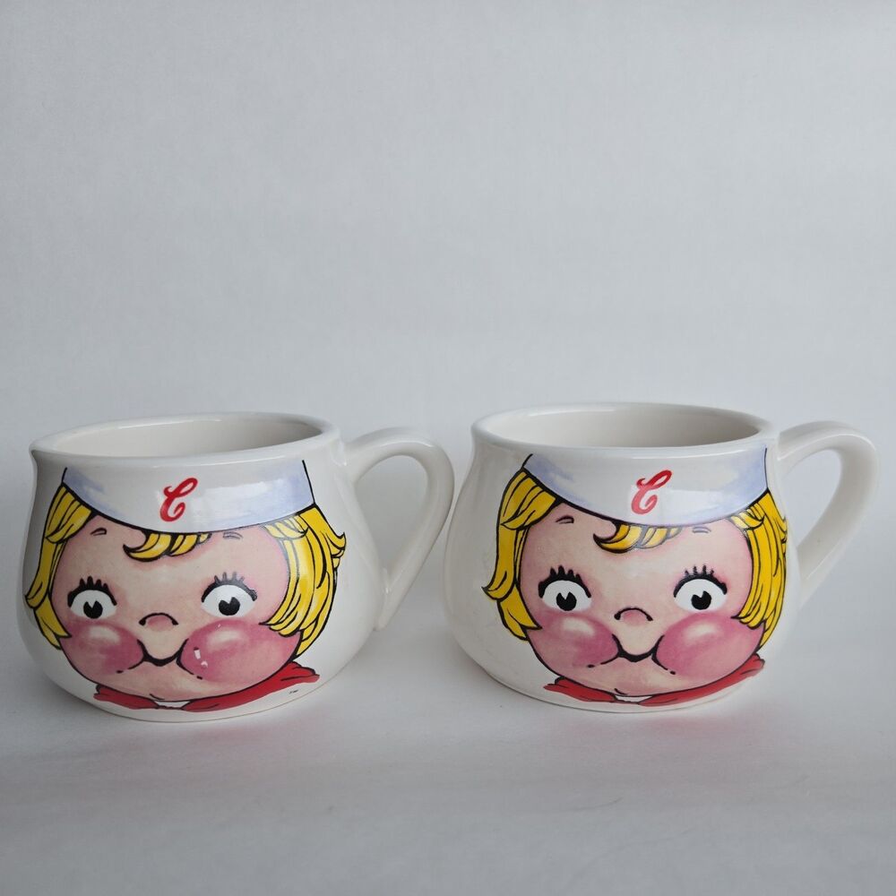 Pair Vintage Campbell Soup Kid Collectible Mugs / Cup / Bowl 1998